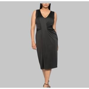 Jason Wu X Eloquii Little Black Dress Sleeveless Drape Ruching Midi LBD Size 16